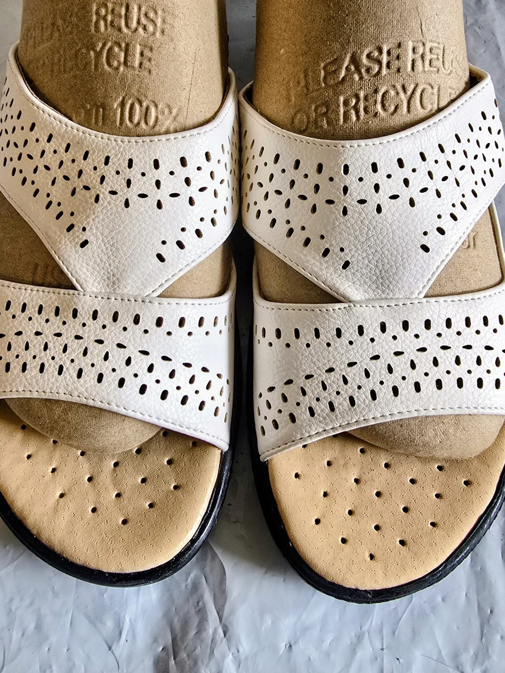 White Perforated Comfort Sandals New Size 9